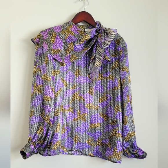 Oleg Cassini Tops - Vintage Sheer Silk Bow Blouse Oleg Cassini